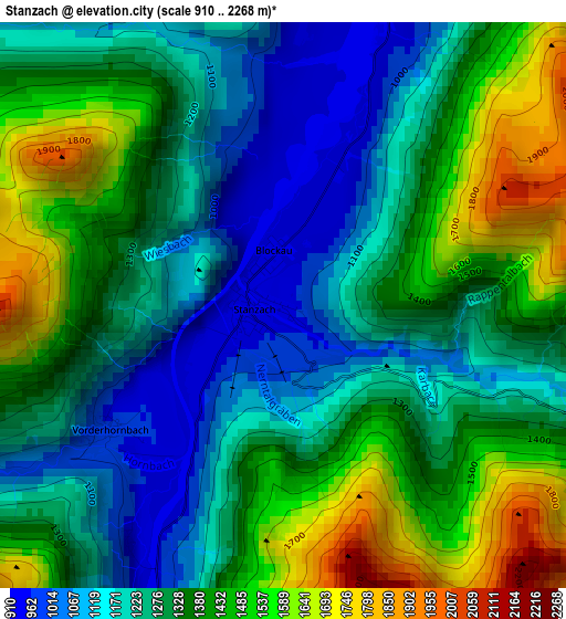 Stanzach elevation map