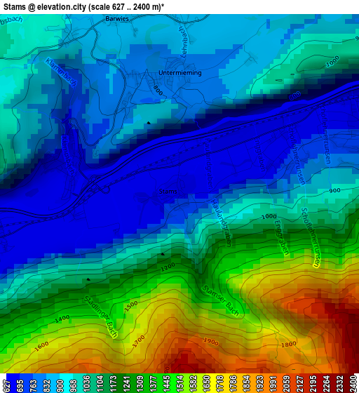 Stams elevation map