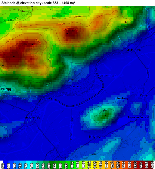 Stainach elevation map