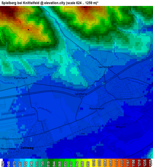 Spielberg bei Knittelfeld elevation map