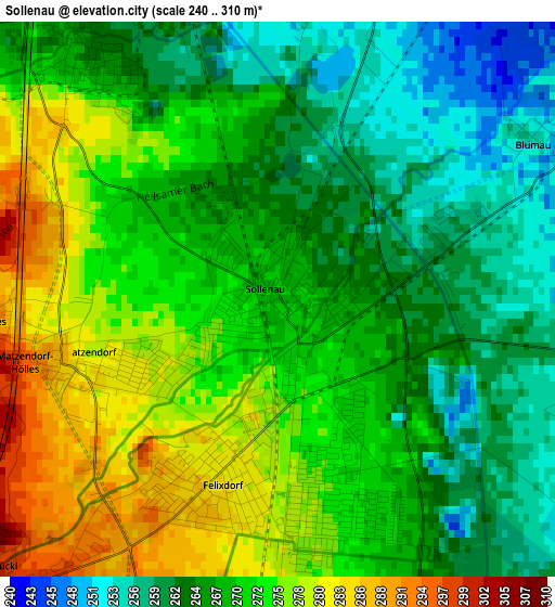 Sollenau elevation map