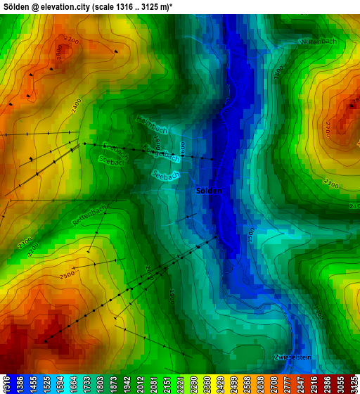 Sölden elevation map