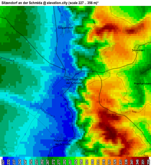 Sitzendorf an der Schmida elevation map