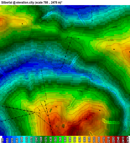 Silbertal elevation map