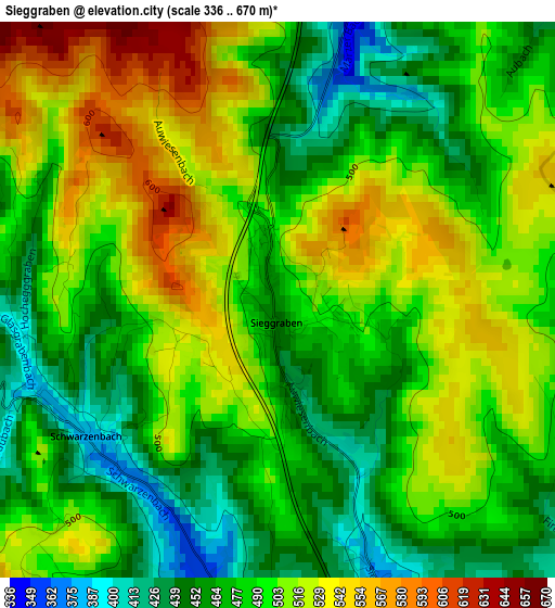 Sieggraben elevation map