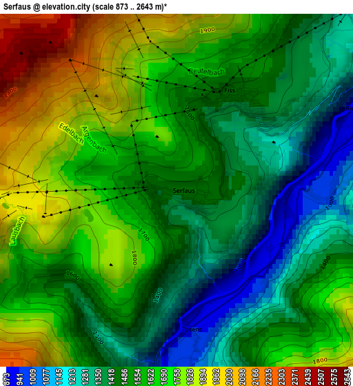 Serfaus elevation map