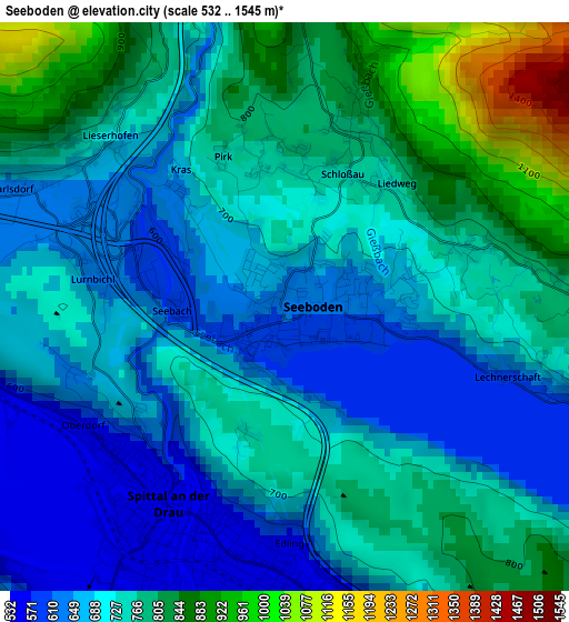 Seeboden elevation map