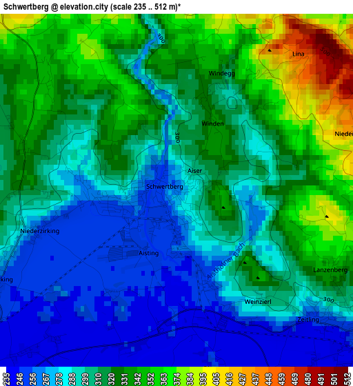 Schwertberg elevation map