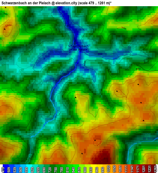 Schwarzenbach an der Pielach elevation map