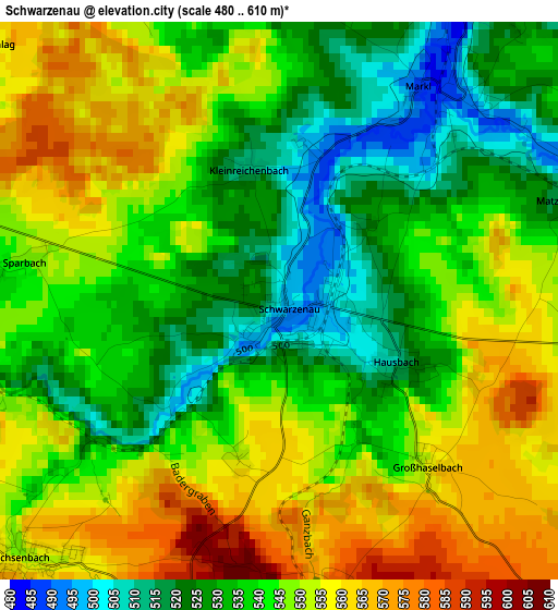 Schwarzenau elevation map