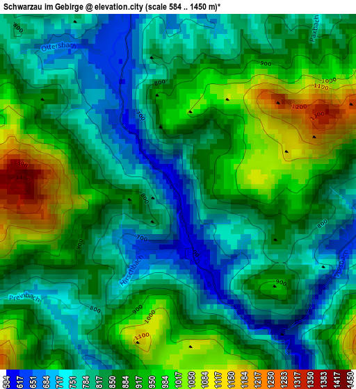 Schwarzau im Gebirge elevation map