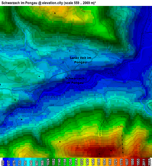 Schwarzach im Pongau elevation map