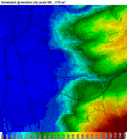 Schwarzach elevation map