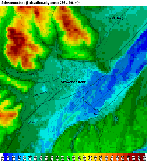 Schwanenstadt elevation map
