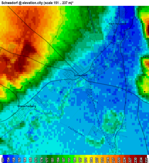 Schwadorf elevation map