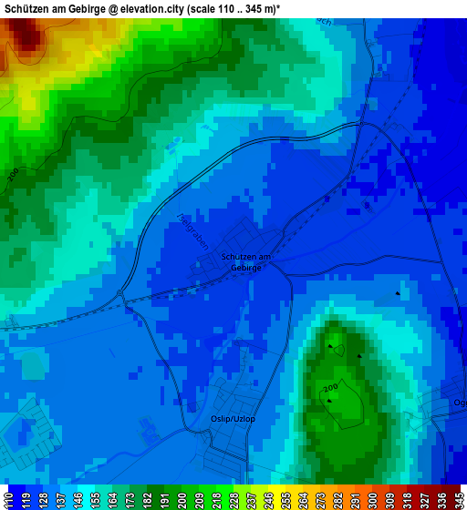 Schützen am Gebirge elevation map
