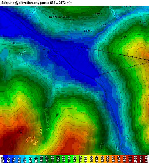 Schruns elevation map