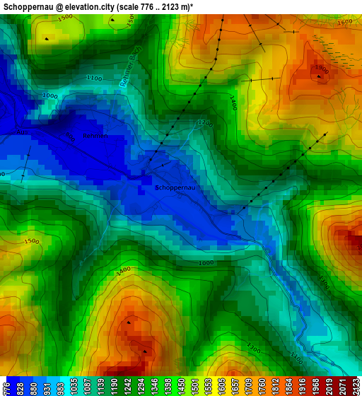 Schoppernau elevation map