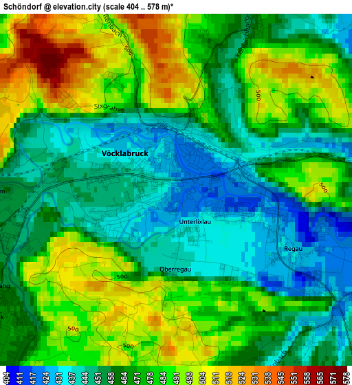 Schöndorf elevation map