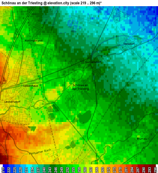 Schönau an der Triesting elevation map