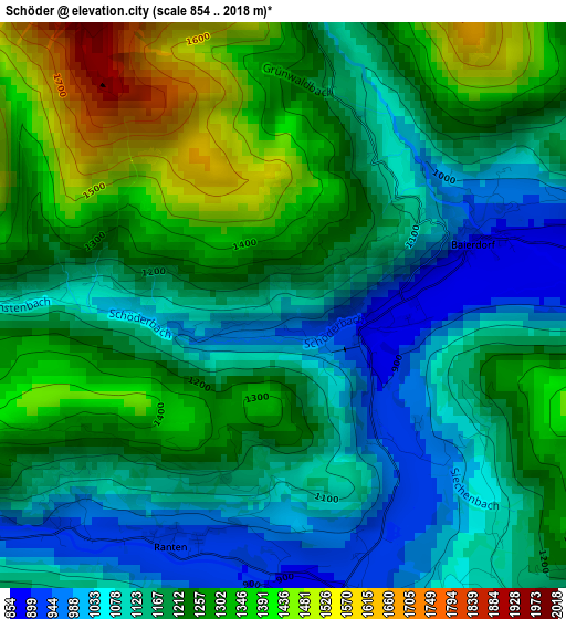 Schöder elevation map