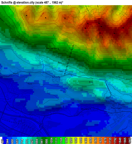 Schnifis elevation map