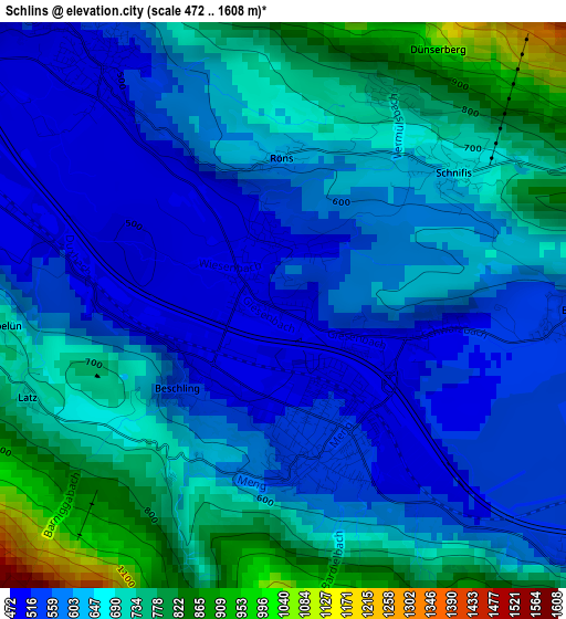 Schlins elevation map