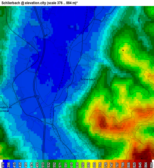 Schlierbach elevation map