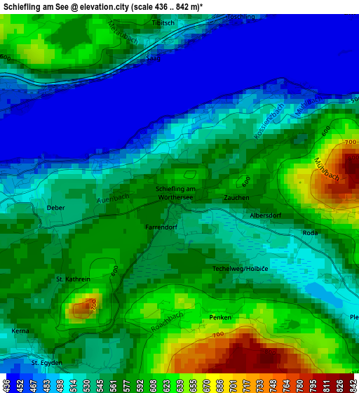 Schiefling am See elevation map