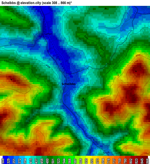 Scheibbs elevation map