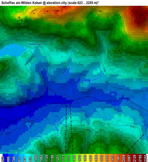 Scheffau am Wilden Kaiser elevation map