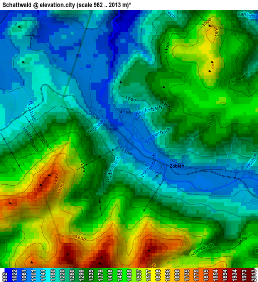 Schattwald elevation map