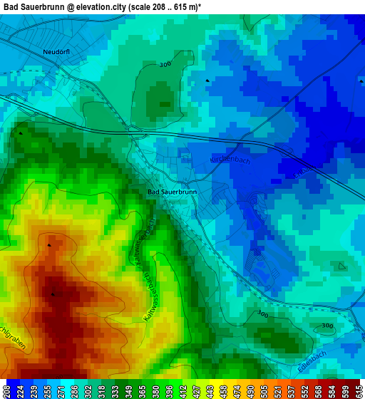 Bad Sauerbrunn elevation map