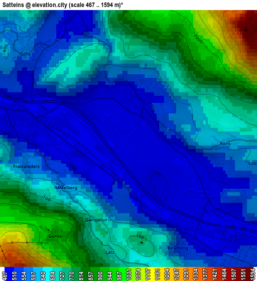 Satteins elevation map