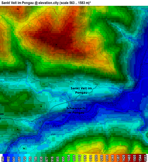Sankt Veit im Pongau elevation map