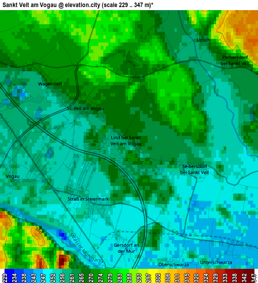Sankt Veit am Vogau elevation map