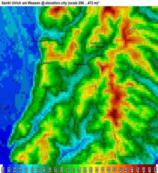 Sankt Ulrich am Waasen elevation map