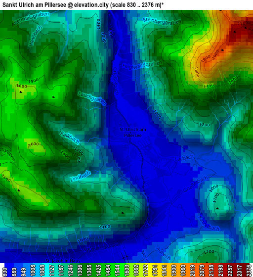 Sankt Ulrich am Pillersee elevation map