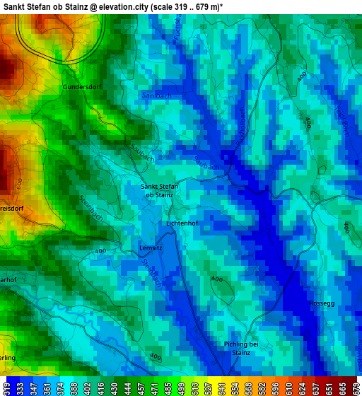 Sankt Stefan ob Stainz elevation map