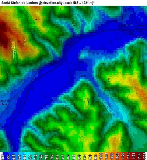 Sankt Stefan ob Leoben elevation map