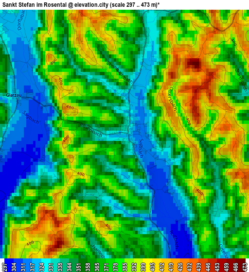 Sankt Stefan im Rosental elevation map