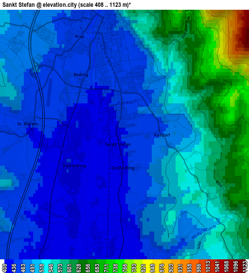 Sankt Stefan elevation map