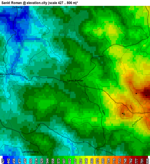 Sankt Roman elevation map