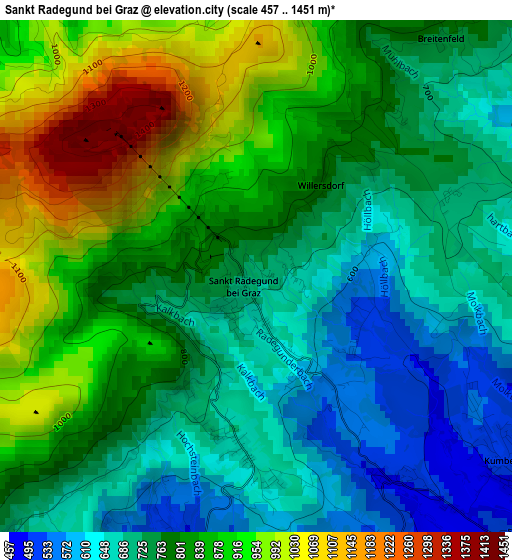 Sankt Radegund bei Graz elevation map