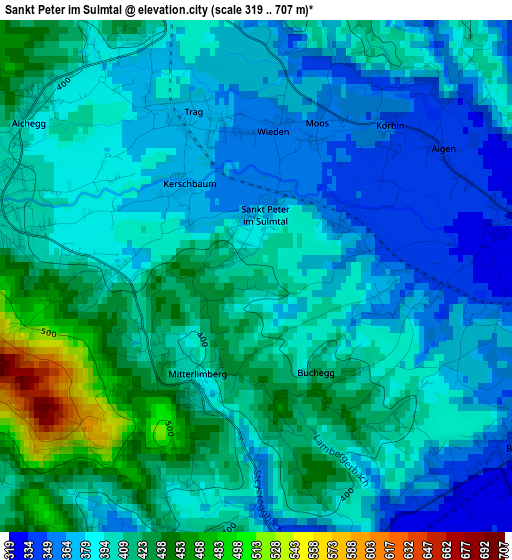 Sankt Peter im Sulmtal elevation map