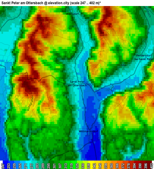 Sankt Peter am Ottersbach elevation map