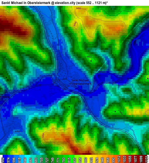 Sankt Michael in Obersteiermark elevation map