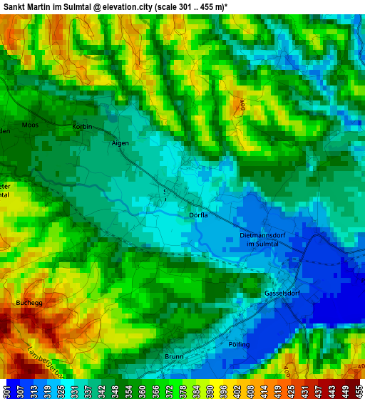 Sankt Martin im Sulmtal elevation map