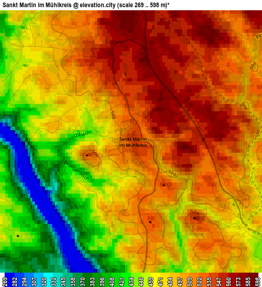 Sankt Martin im Mühlkreis elevation map