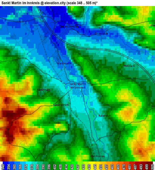 Sankt Martin im Innkreis elevation map